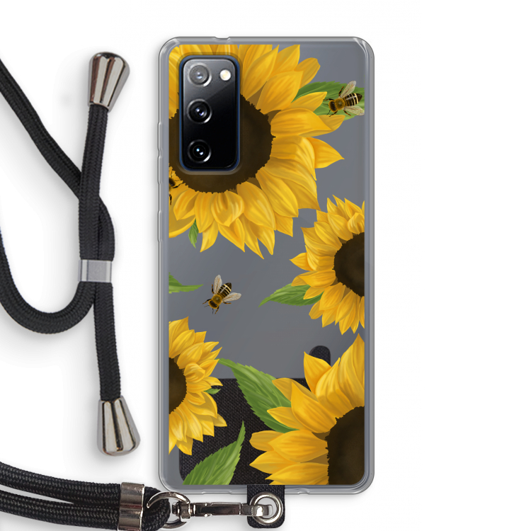 Sunflower and bees: Samsung Galaxy S20 FE / S20 FE 5G Transparant Hoesje met koord