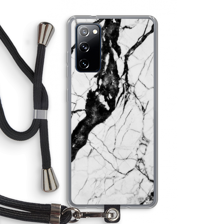 Witte marmer 2: Samsung Galaxy S20 FE / S20 FE 5G Transparant Hoesje met koord