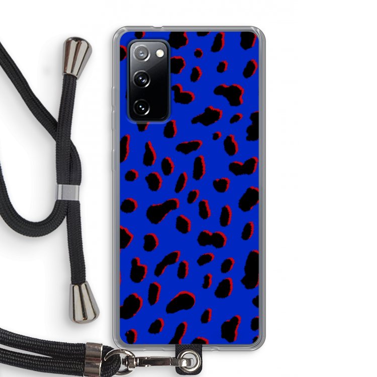 Blue Leopard: Samsung Galaxy S20 FE / S20 FE 5G Transparant Hoesje met koord