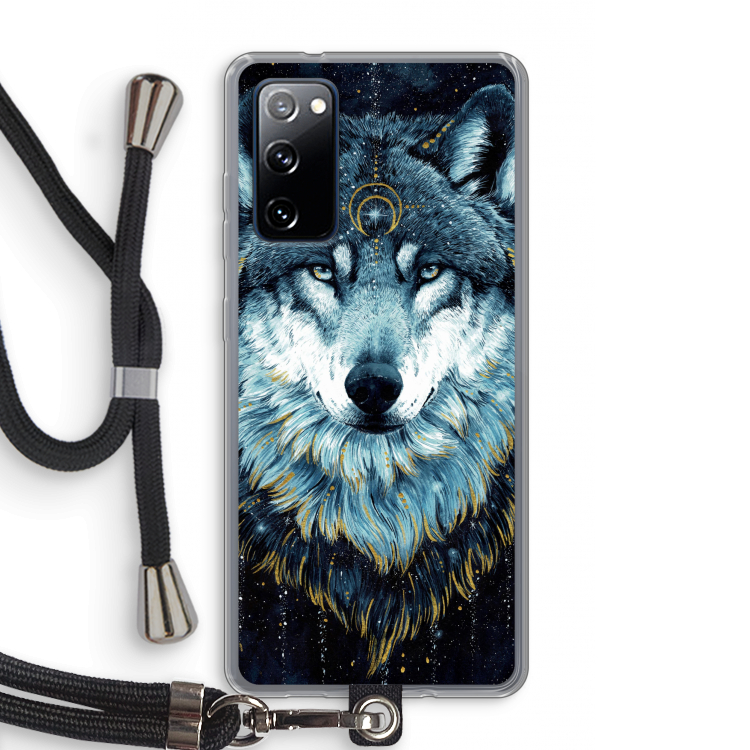 Darkness Wolf: Samsung Galaxy S20 FE / S20 FE 5G Transparant Hoesje met koord