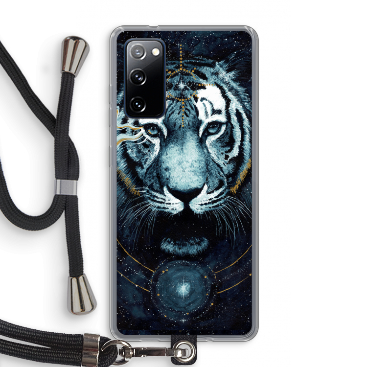 Darkness Tiger: Samsung Galaxy S20 FE / S20 FE 5G Transparant Hoesje met koord