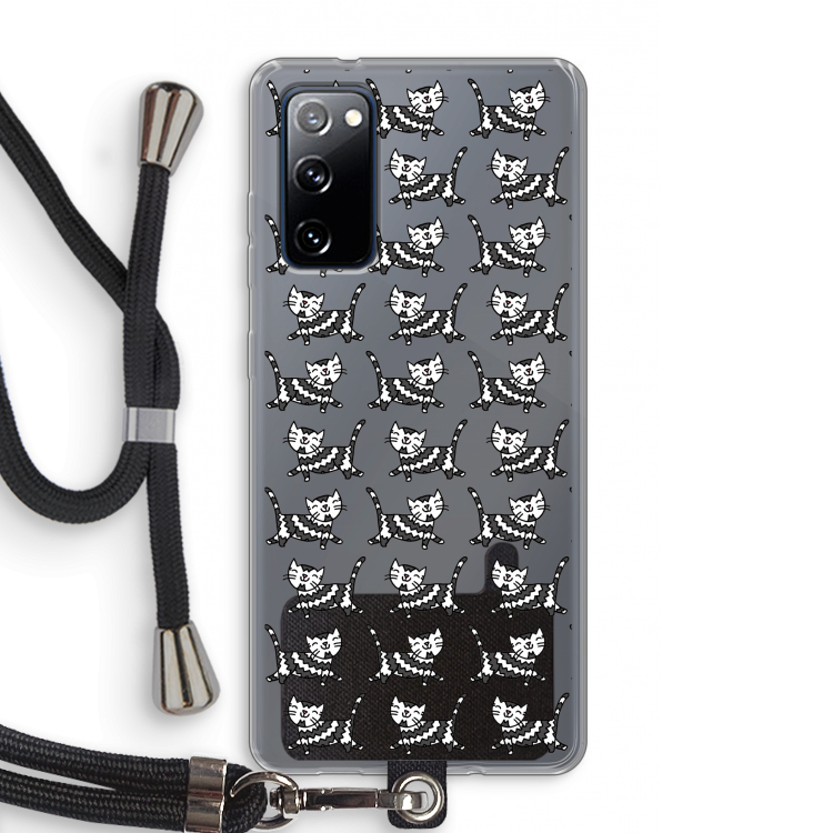 Zwarte poes: Samsung Galaxy S20 FE / S20 FE 5G Transparant Hoesje met koord