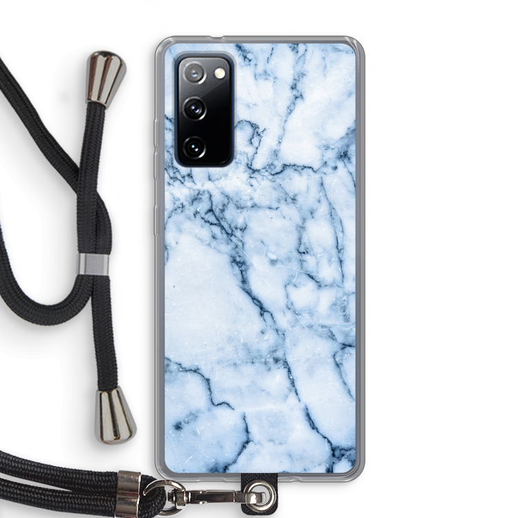 Blauw marmer: Samsung Galaxy S20 FE / S20 FE 5G Transparant Hoesje met koord