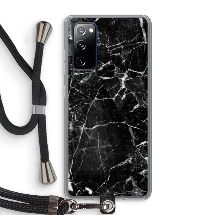 Zwart Marmer 2: Samsung Galaxy S20 FE / S20 FE 5G Transparant Hoesje met koord