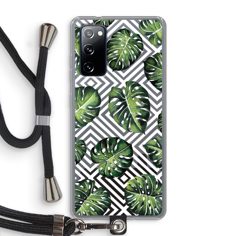 Geometrische jungle: Samsung Galaxy S20 FE / S20 FE 5G Transparant Hoesje met koord