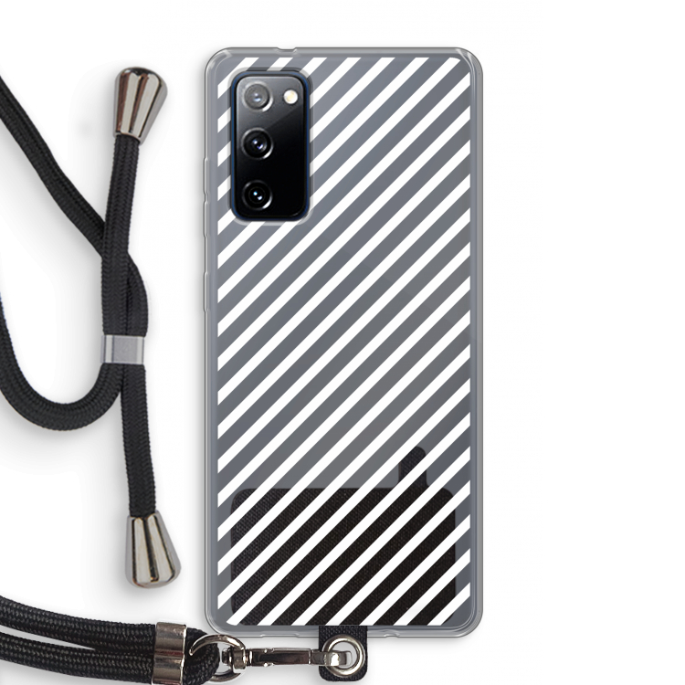 Strepen zwart-wit: Samsung Galaxy S20 FE / S20 FE 5G Transparant Hoesje met koord