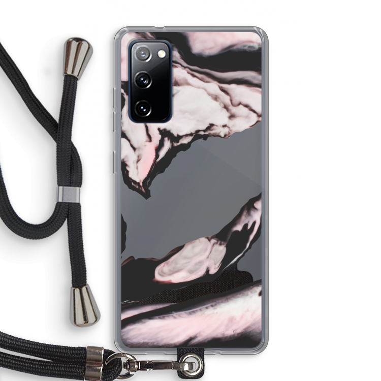 Roze stroom: Samsung Galaxy S20 FE / S20 FE 5G Transparant Hoesje met koord
