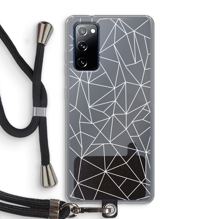 Geometrische lijnen wit: Samsung Galaxy S20 FE / S20 FE 5G Transparant Hoesje met koord