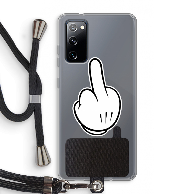Middle finger white: Samsung Galaxy S20 FE / S20 FE 5G Transparant Hoesje met koord