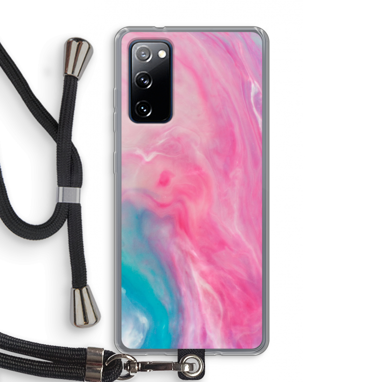 Roze explosie: Samsung Galaxy S20 FE / S20 FE 5G Transparant Hoesje met koord