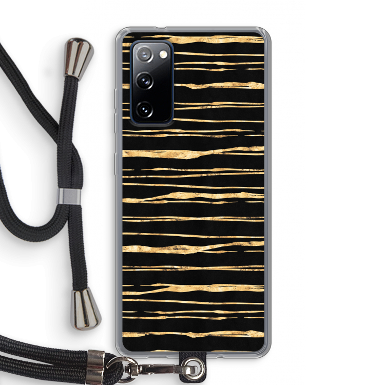 Gouden strepen: Samsung Galaxy S20 FE / S20 FE 5G Transparant Hoesje met koord