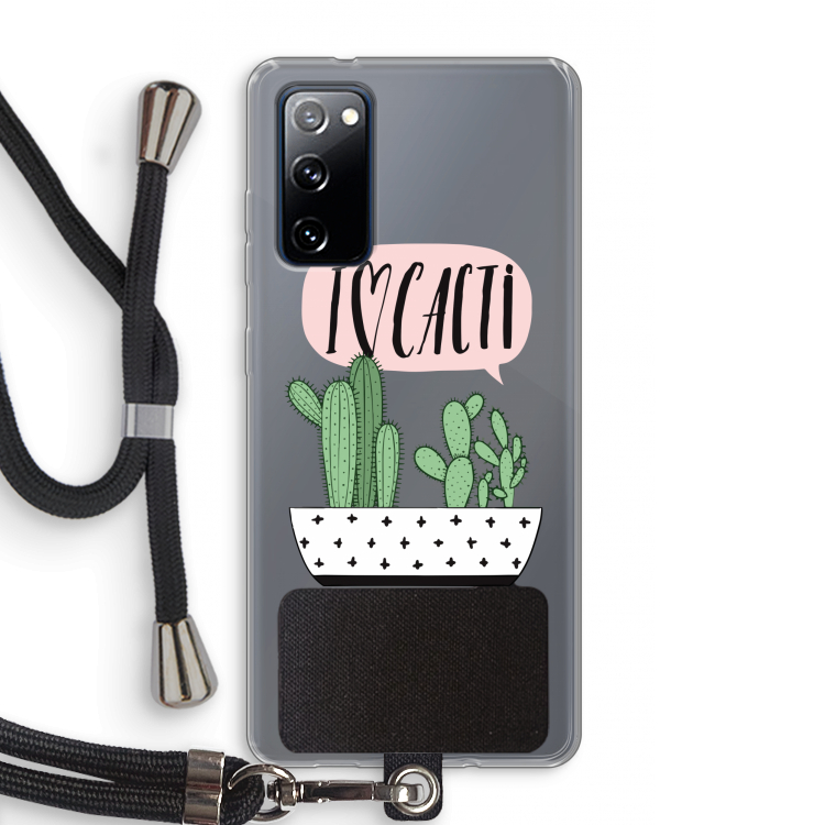 I love cacti: Samsung Galaxy S20 FE / S20 FE 5G Transparant Hoesje met koord