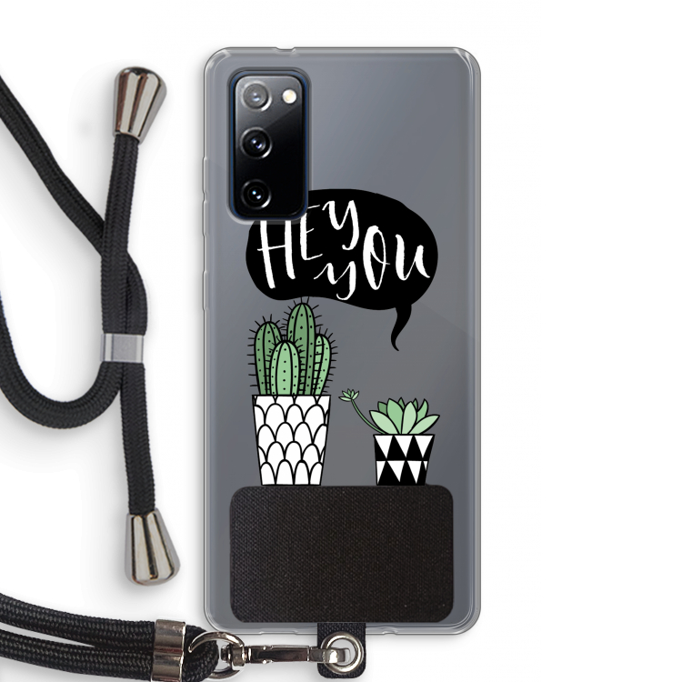 Hey you cactus: Samsung Galaxy S20 FE / S20 FE 5G Transparant Hoesje met koord