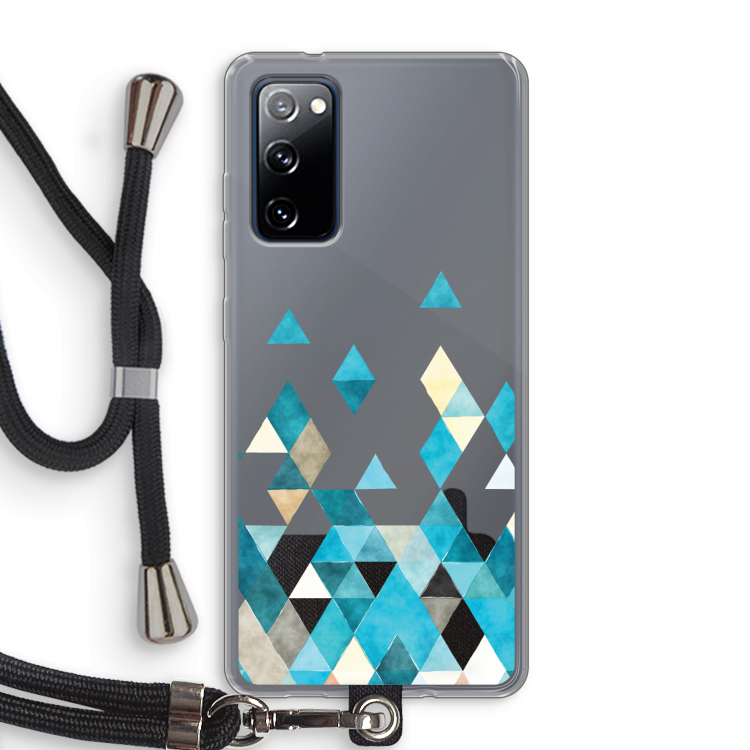 Gekleurde driehoekjes blauw: Samsung Galaxy S20 FE / S20 FE 5G Transparant Hoesje met koord