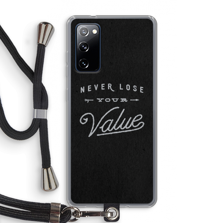 Never lose your value: Samsung Galaxy S20 FE / S20 FE 5G Transparant Hoesje met koord