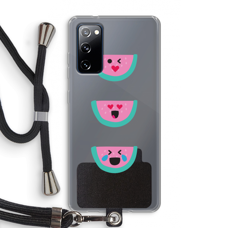 Smiley watermeloen: Samsung Galaxy S20 FE / S20 FE 5G Transparant Hoesje met koord