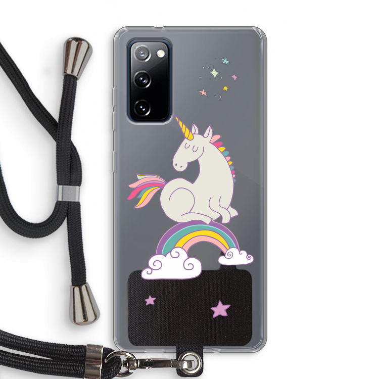 Regenboog eenhoorn: Samsung Galaxy S20 FE / S20 FE 5G Transparant Hoesje met koord
