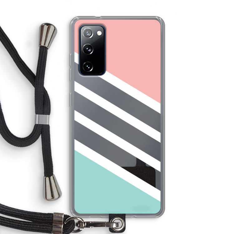 Strepen pastel: Samsung Galaxy S20 FE / S20 FE 5G Transparant Hoesje met koord