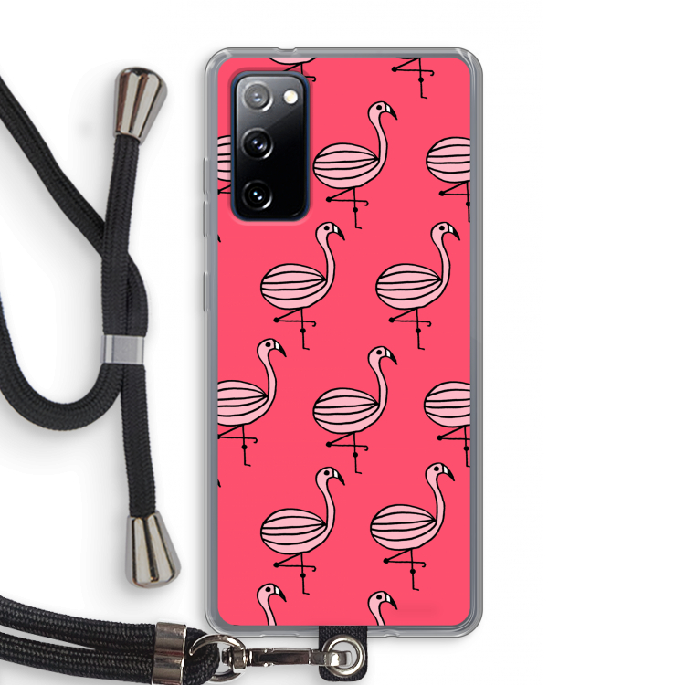 Flamingo: Samsung Galaxy S20 FE / S20 FE 5G Transparant Hoesje met koord