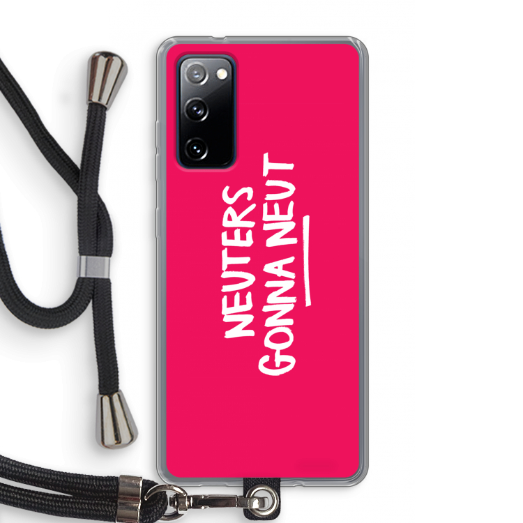 Neuters (roze): Samsung Galaxy S20 FE / S20 FE 5G Transparant Hoesje met koord