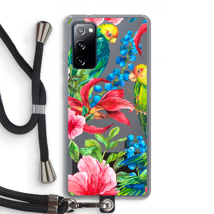 Papegaaien: Samsung Galaxy S20 FE / S20 FE 5G Transparant Hoesje met koord