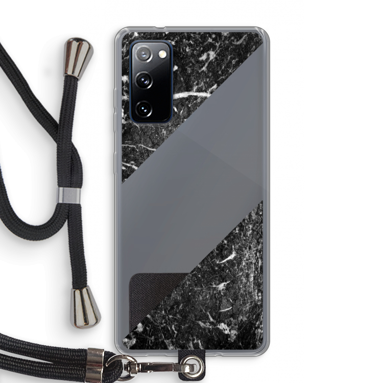 Zwart marmer: Samsung Galaxy S20 FE / S20 FE 5G Transparant Hoesje met koord
