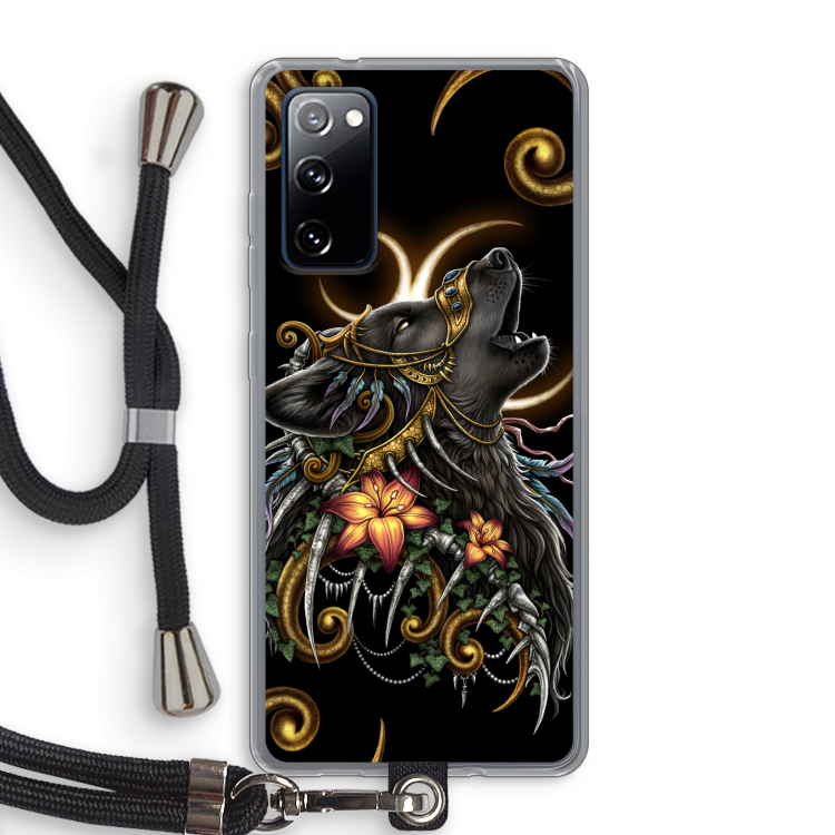 Huilende Wolf: Samsung Galaxy S20 FE / S20 FE 5G Transparant Hoesje met koord