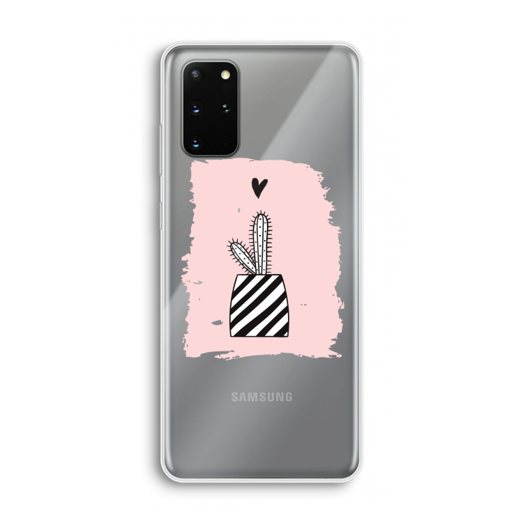 Zwart-wit cactus: Samsung Galaxy S20 Plus Transparant Hoesje