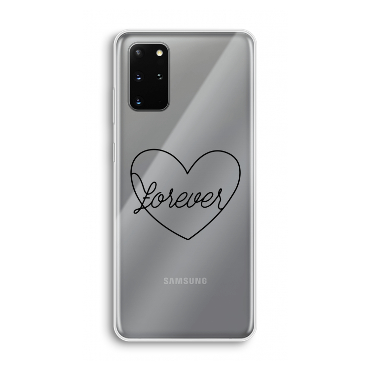Forever heart black: Samsung Galaxy S20 Plus Transparant Hoesje