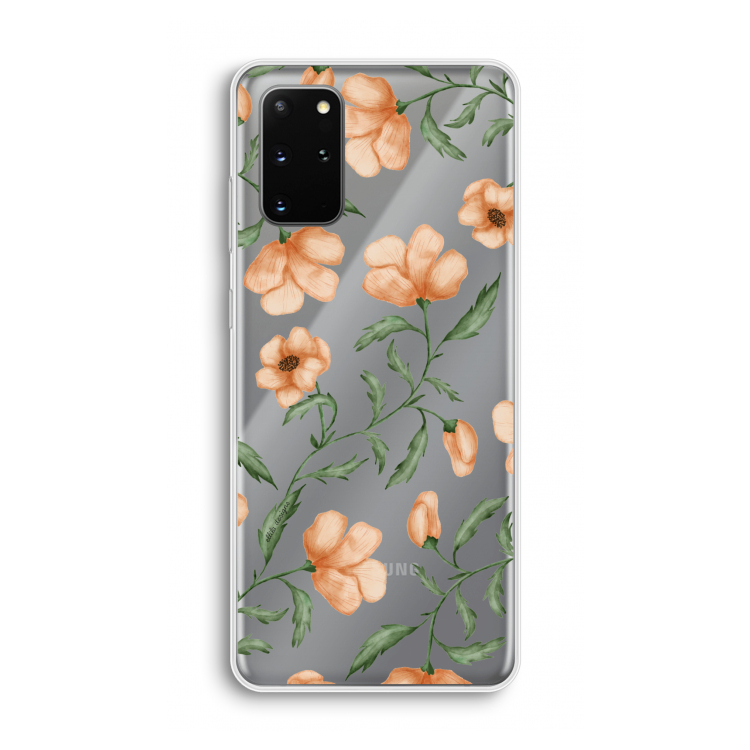 Peachy flowers: Samsung Galaxy S20 Plus Transparant Hoesje