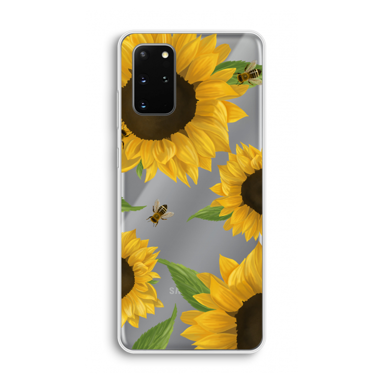 Sunflower and bees: Samsung Galaxy S20 Plus Transparant Hoesje