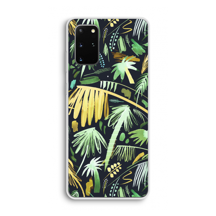 Tropical Palms Dark: Samsung Galaxy S20 Plus Transparant Hoesje