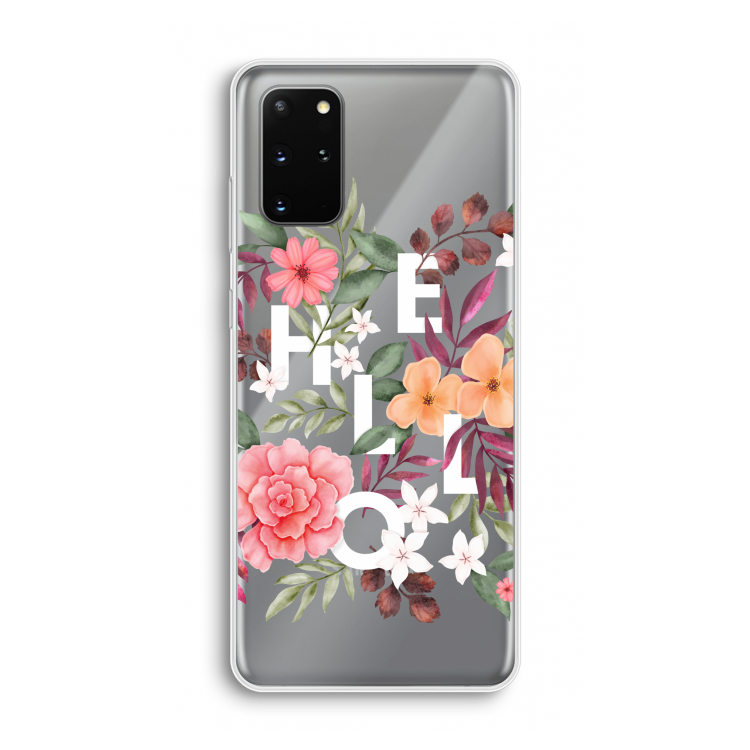 Hello in flowers: Samsung Galaxy S20 Plus Transparant Hoesje