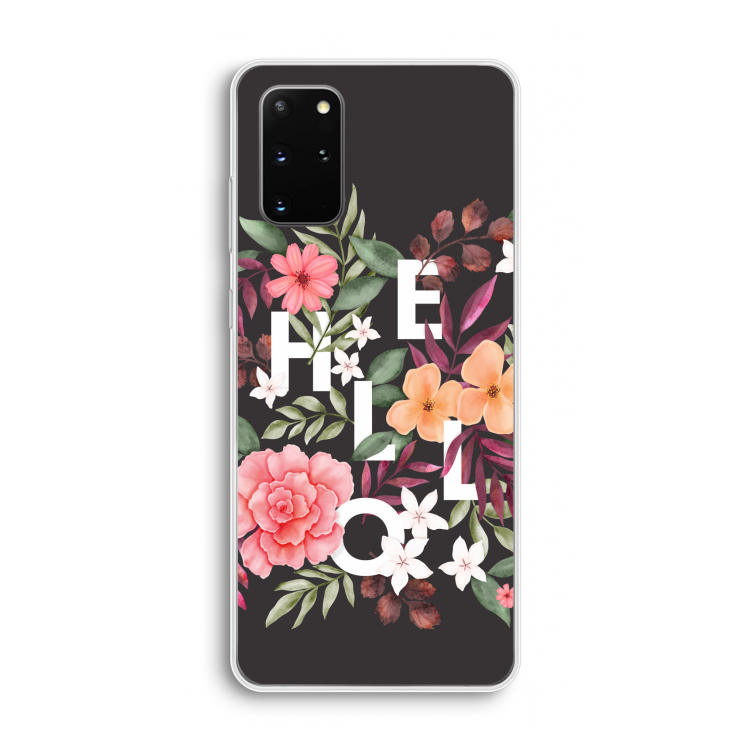 Hello in flowers: Samsung Galaxy S20 Plus Transparant Hoesje