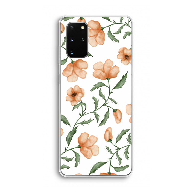 Peachy flowers: Samsung Galaxy S20 Plus Transparant Hoesje