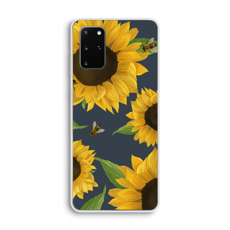Sunflower and bees: Samsung Galaxy S20 Plus Transparant Hoesje