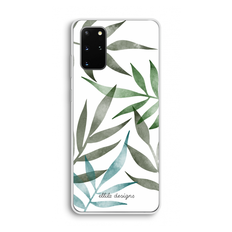 Tropical watercolor leaves: Samsung Galaxy S20 Plus Transparant Hoesje