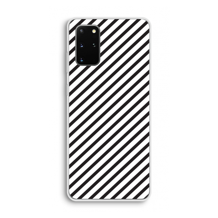 Strepen zwart-wit: Samsung Galaxy S20 Plus Transparant Hoesje