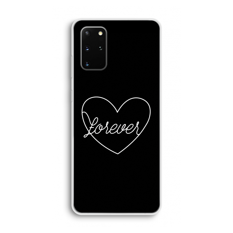 Forever heart black: Samsung Galaxy S20 Plus Transparant Hoesje