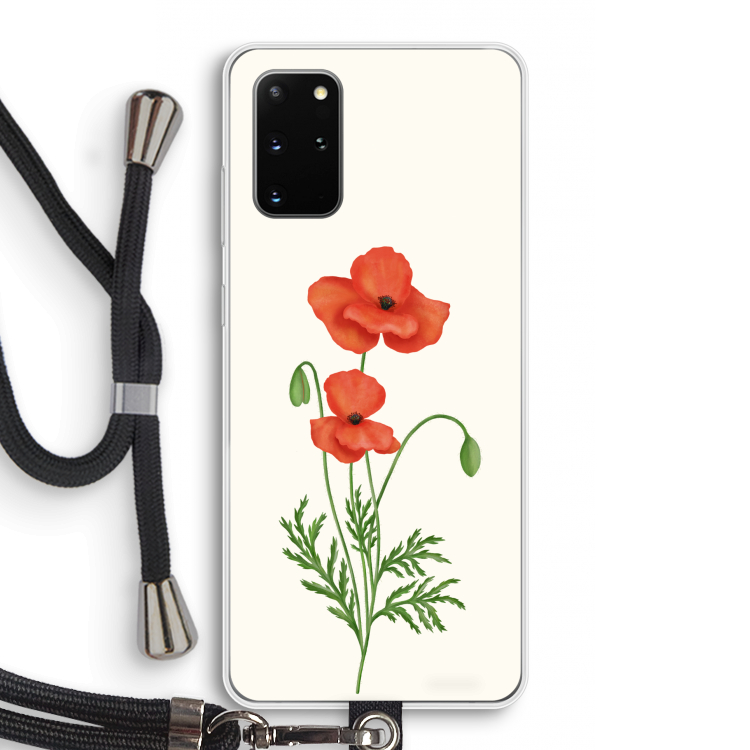 Red poppy: Samsung Galaxy S20 Plus Transparant Hoesje met koord