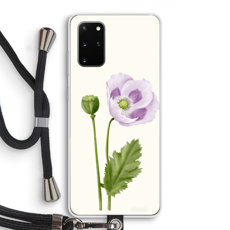 Purple poppy: Samsung Galaxy S20 Plus Transparant Hoesje met koord