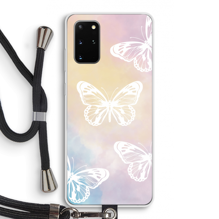 White butterfly: Samsung Galaxy S20 Plus Transparant Hoesje met koord