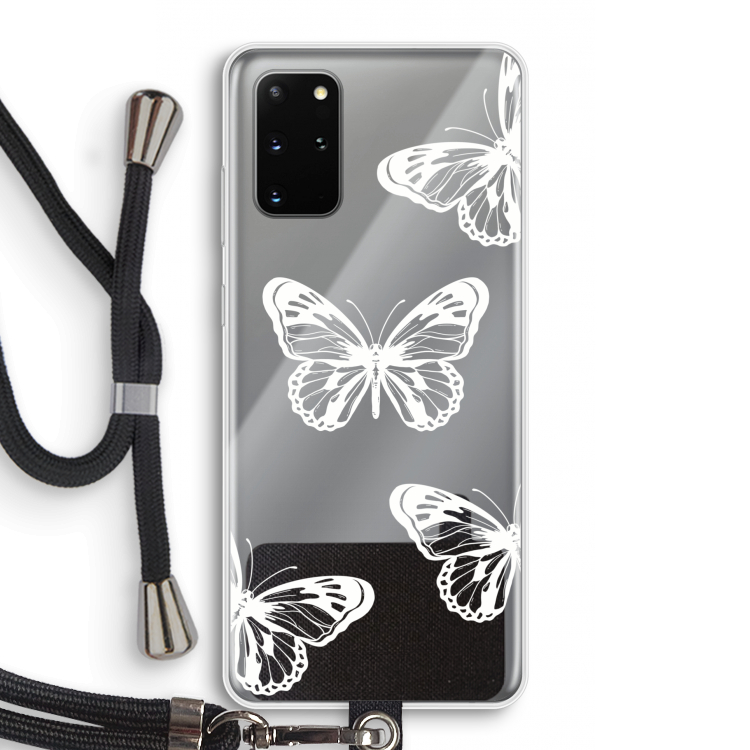 White butterfly: Samsung Galaxy S20 Plus Transparant Hoesje met koord