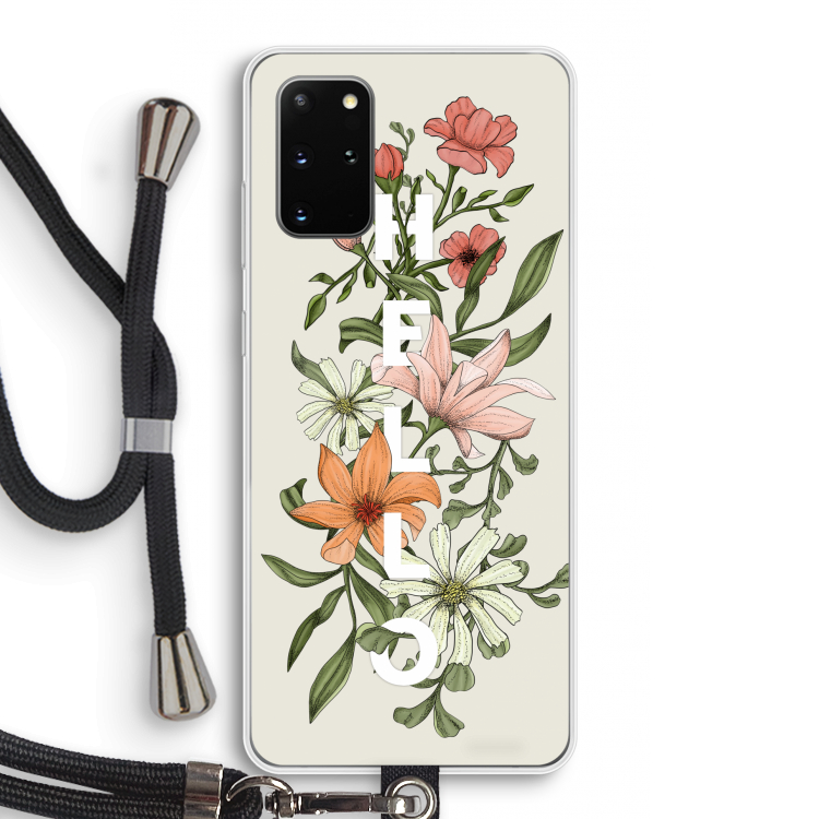 Hello bloemen: Samsung Galaxy S20 Plus Transparant Hoesje met koord