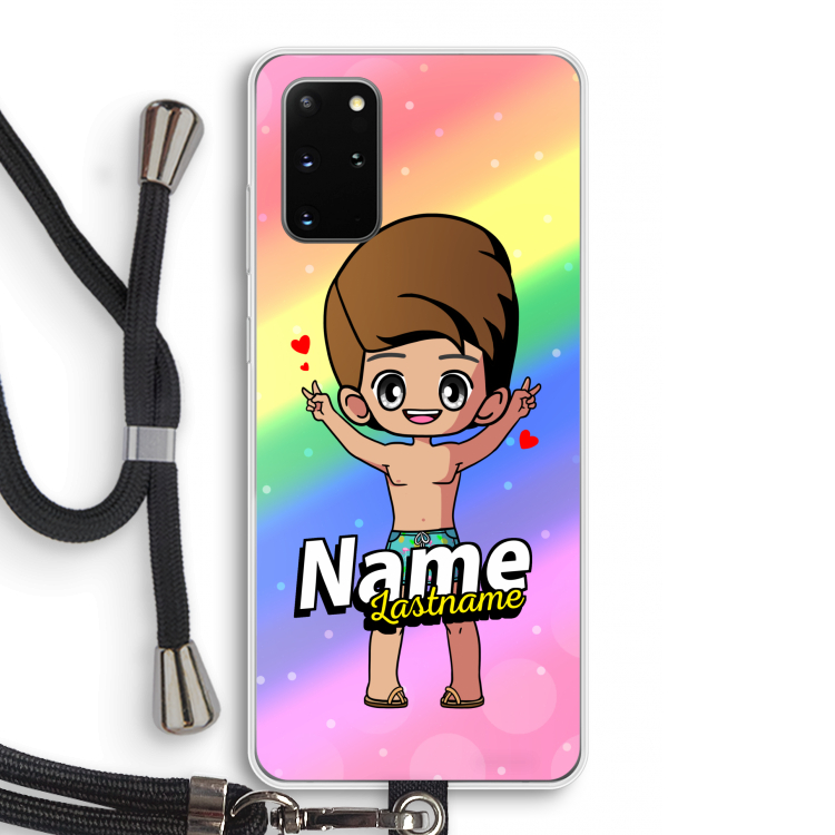 Chibi Maker man: Samsung Galaxy S20 Plus Transparant Hoesje met koord