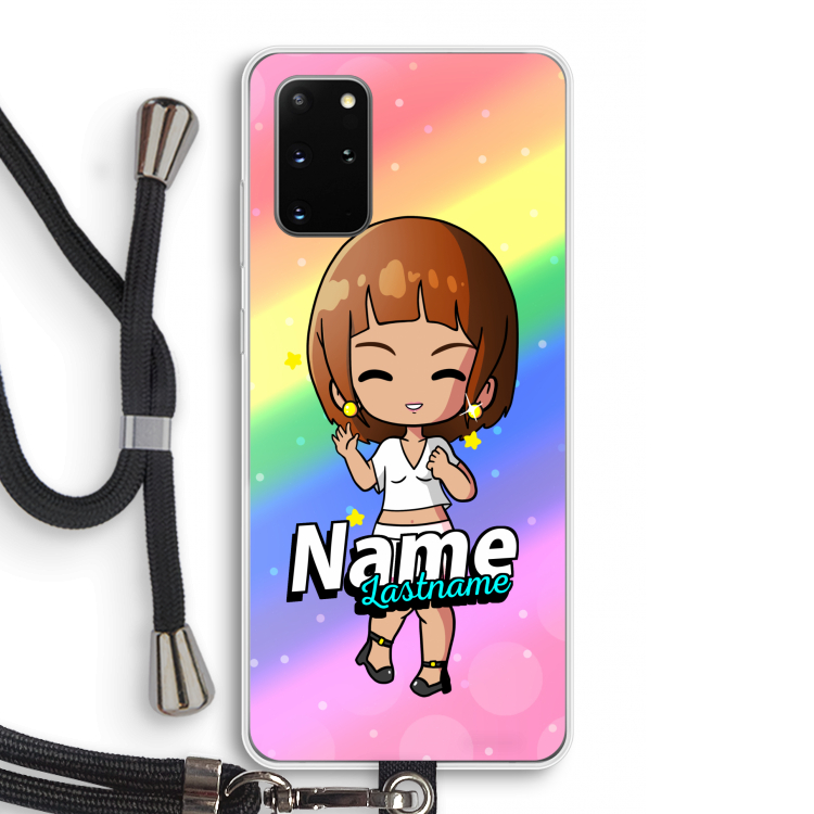 Chibi Maker vrouw: Samsung Galaxy S20 Plus Transparant Hoesje met koord