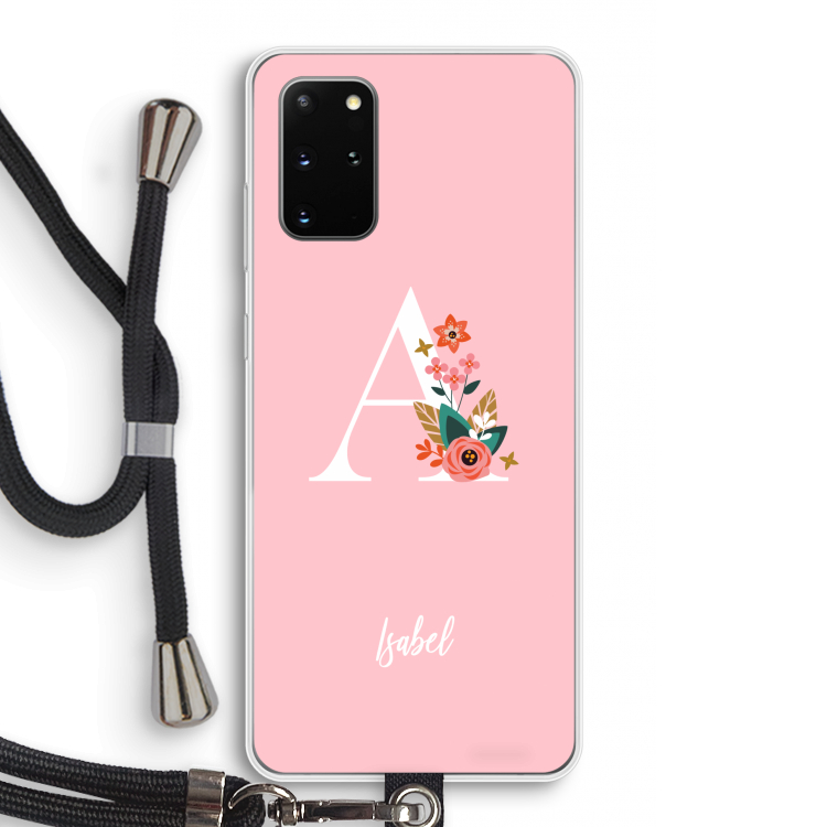 Pink Bouquet: Samsung Galaxy S20 Plus Transparant Hoesje met koord