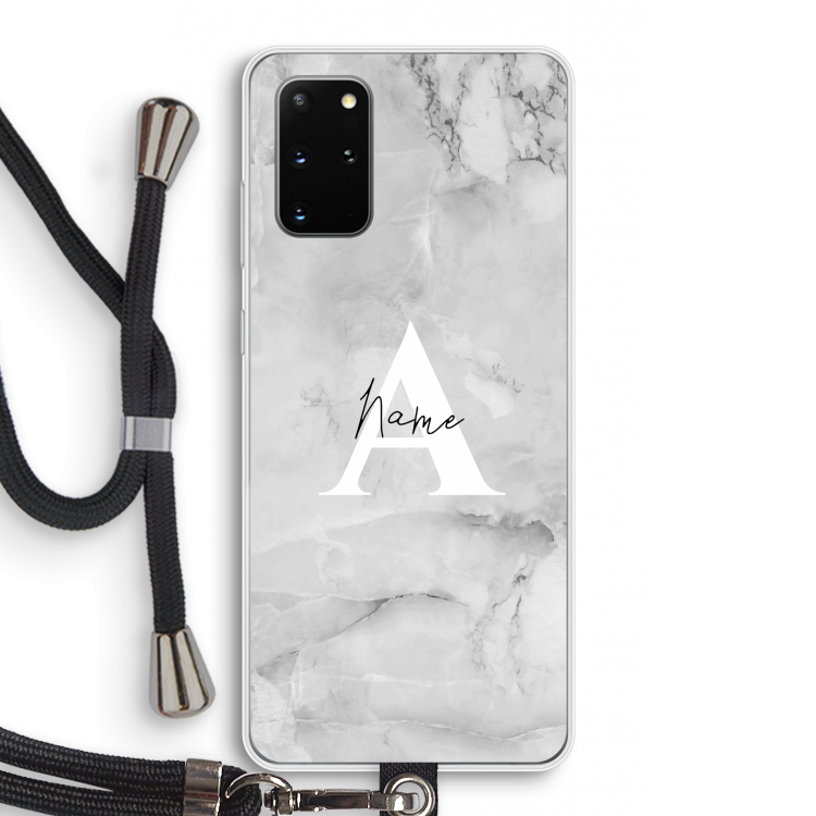 Ivory Marble: Samsung Galaxy S20 Plus Transparant Hoesje met koord