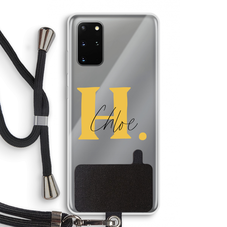 Amber Script: Samsung Galaxy S20 Plus Transparant Hoesje met koord