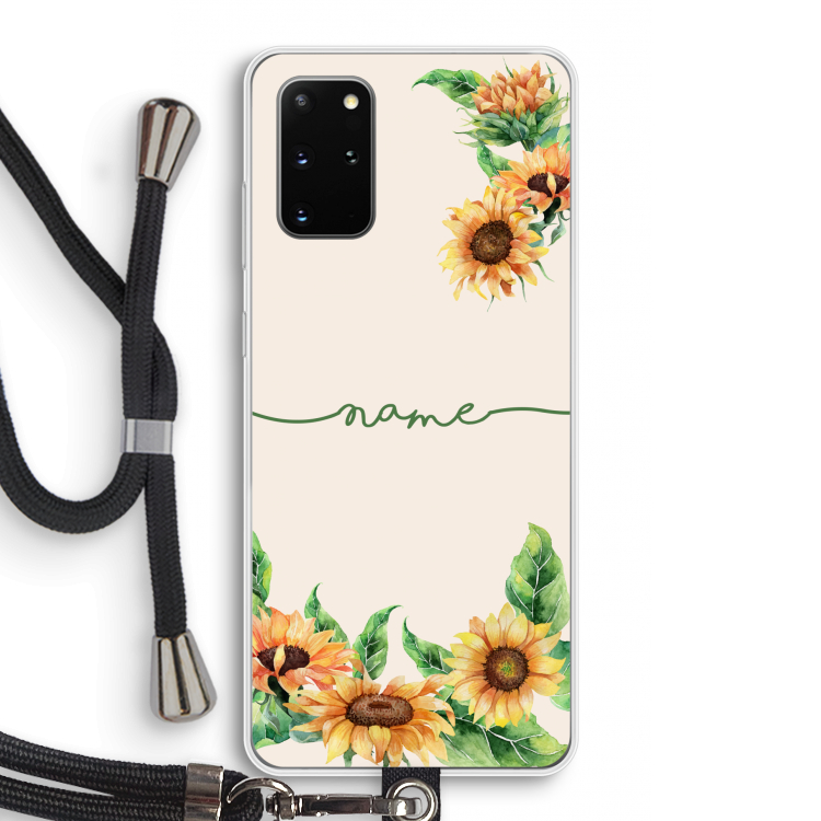 Zonnebloemen: Samsung Galaxy S20 Plus Transparant Hoesje met koord
